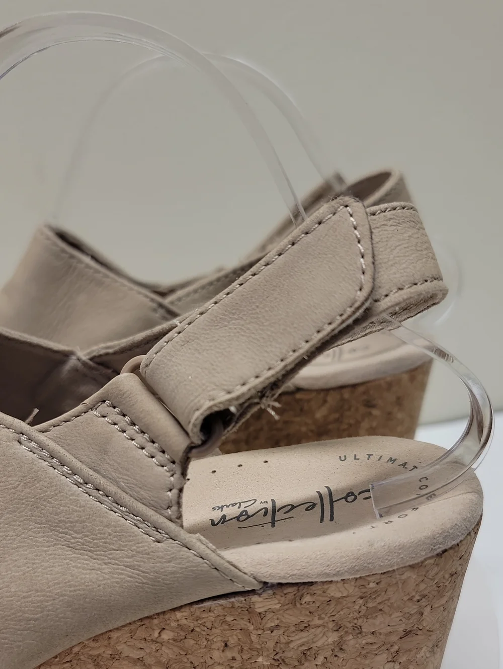 Clark's Beige Slingback Cork Wedge Sandals - Ultimate Comfort Collection Sz 9.5